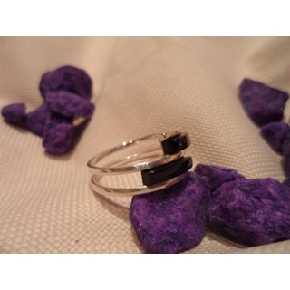 Anillo Plata y Azabache, sin filigrana y dos azabaches - Imagen 2