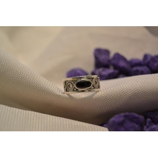 Cinta Plata y Azabache, azabache oval, estrecha - Imagen 1