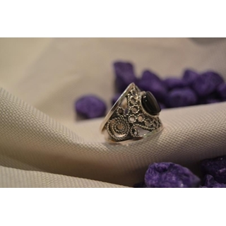 Cinta Plata y Azabache, azabache redondo y filigrana en círculos - Imagen 2