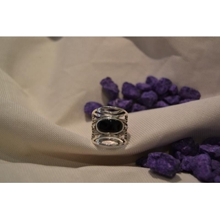 Cinta Plata y Azabache, en plata lisa y filigrana con bolitas de plata - Imagen 1