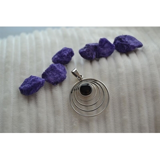 Colgante en Plata y Azabache, redondo, colección Geometrics - Imagen 2