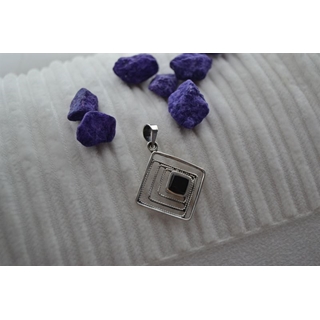 Colgante en Platay Azabache, colección Geometrics, cuadrado. - Imagen 2