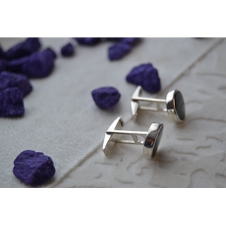 Gemelo en Plata y Azabache redondo liso - Imagen 2