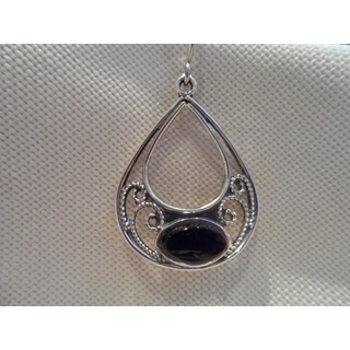 Pendente Plata y Azabache de un azabache oval - Imagen 2