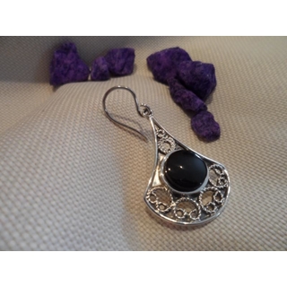 Pendiente Plata y Azabache, con azabache redondo - Imagen 2