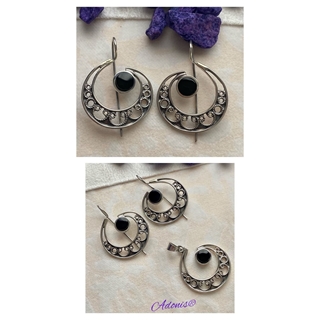 Pendiente plata y azabache - Imagen 2