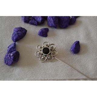Pincho-Alfiler en Plata y Azabache, colección Floral - Imagen 2