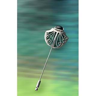 Pincho plata y azabache Colección Conchas delPeregrino - Imagen 2